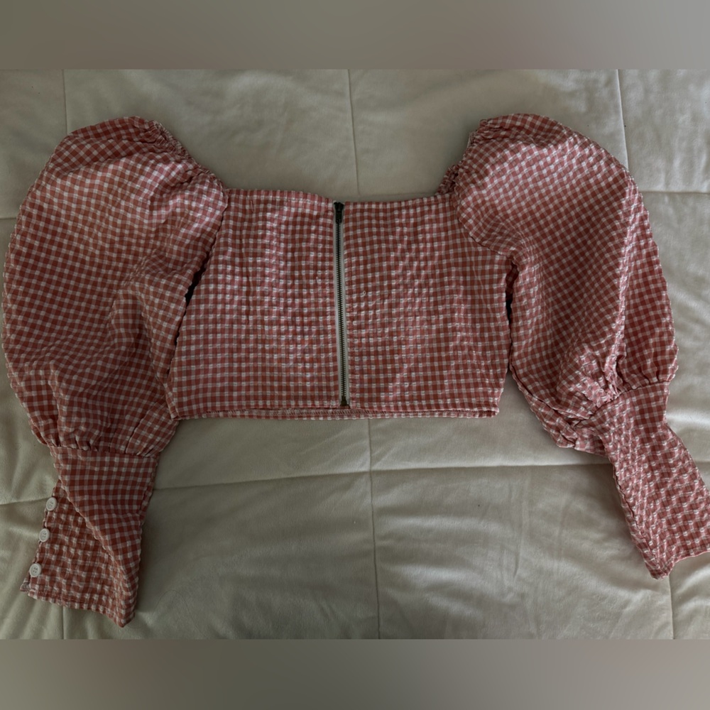 Pink Gingham Off-Shoulder Top - Picture 5 of 5